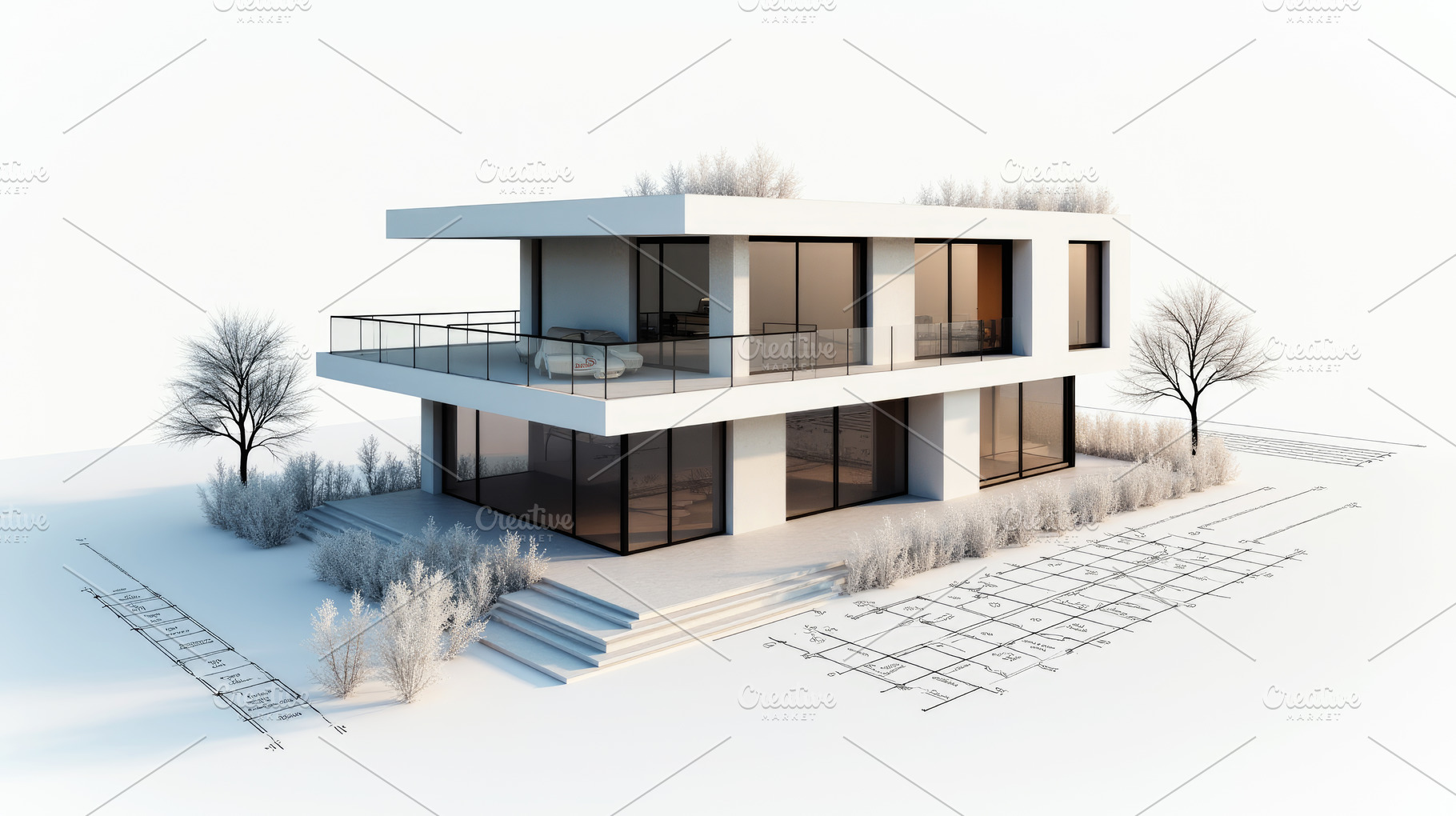 3D Model of a Modern House with Arch, an Architecture Photo by Perpis