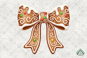 Gingerbread Coquette Bow Christmas, an Illustration by Craft Nest