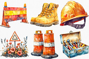 Watercolor Labor Day Construction, an Illustration by Canvas Craft (Thumbnail 2 of 7)