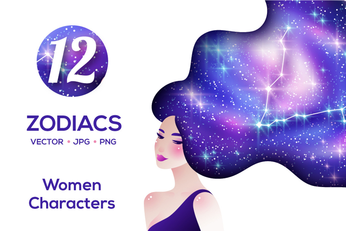 Set of 12 zodiac woman characters, an Illustration by kotoffei (Photo 1 of 5)