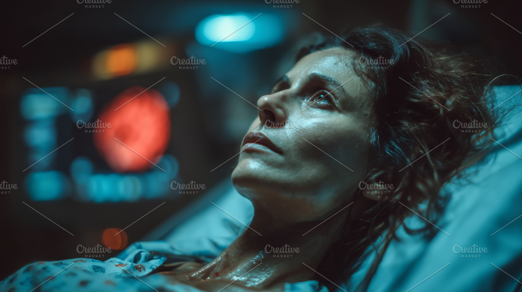 Close-up of a patient in a futuristic hospital environment under examination, a Health & Medical Photo by AS photostudio