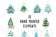Watercolor Christmas Trees - Clipart, an Illustration by Inksnthings (Thumbnail 2 of 4)