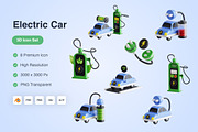 Electric Car 3D Icons Set, a Cars & Vehicle 3D Model by Kmg Design (Thumbnail 1 of 2)