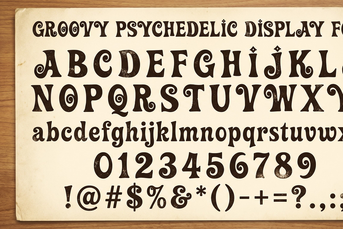 groovy psychedelic Retro fonts, a Script Font by RAHMAT (Photo 5 of 8)