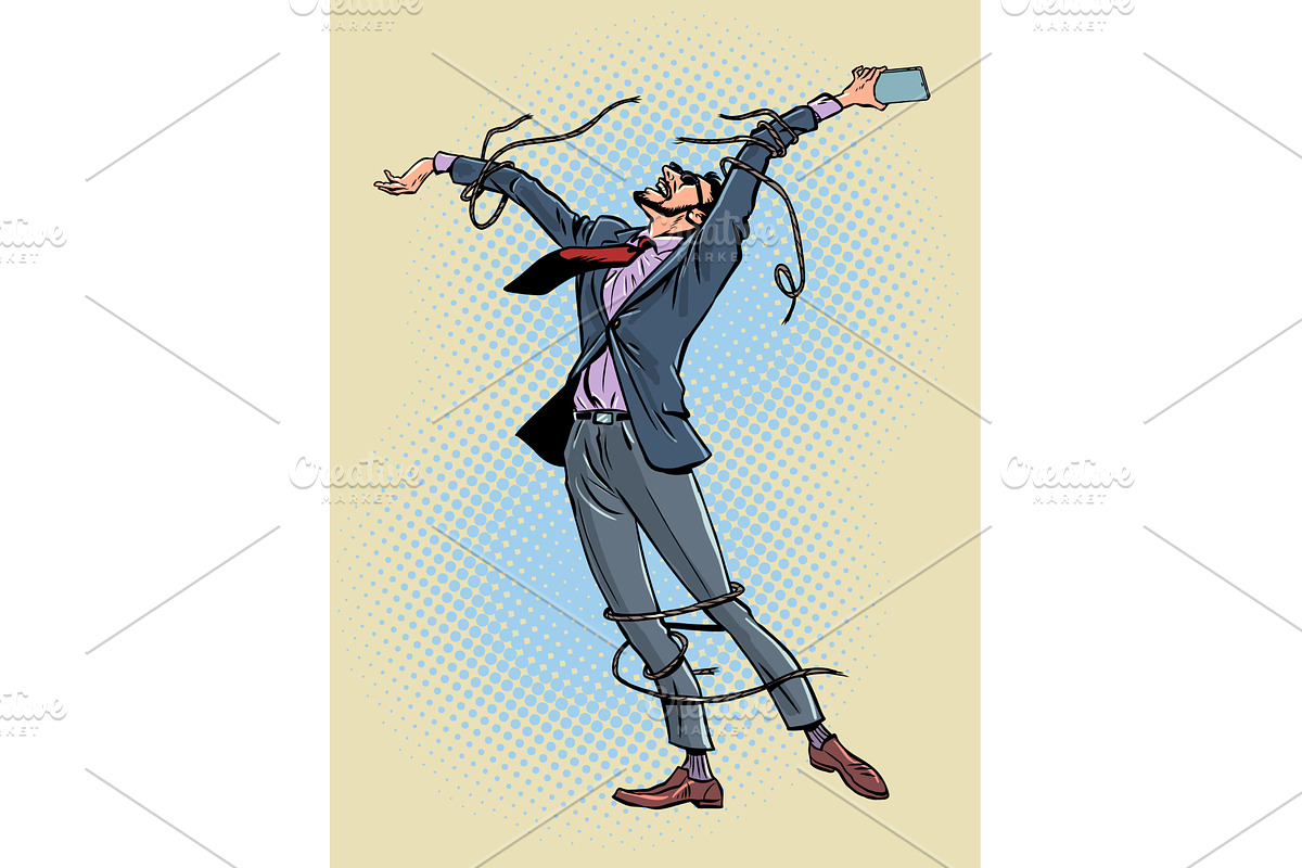 Pop Art Retro Freedom from social, a Person Illustration by studiostoks