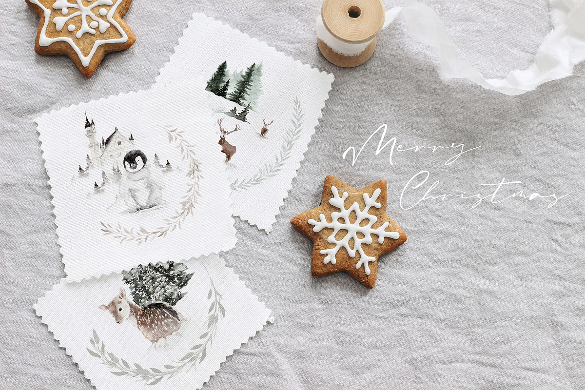 Watercolor Clipart - Winter Land, an Animal Illustration by Beigetime (Photo 3 of 12)