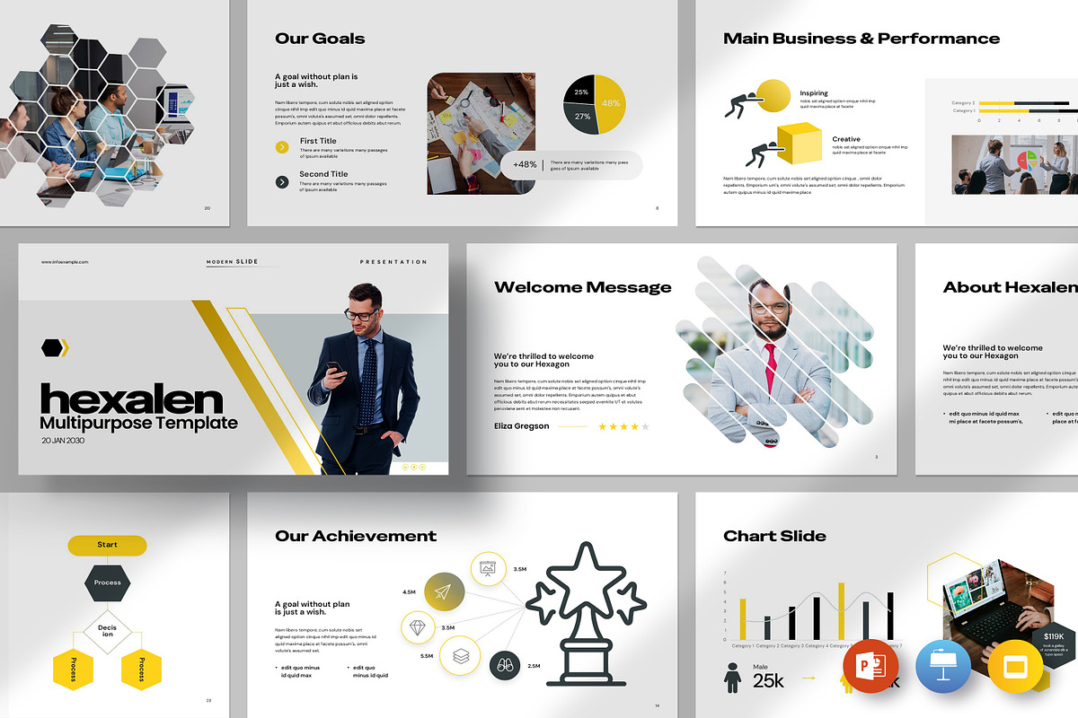 Hexalen Presentation Template, a Presentation Template by evgenystudio (Photo 1 of 8)