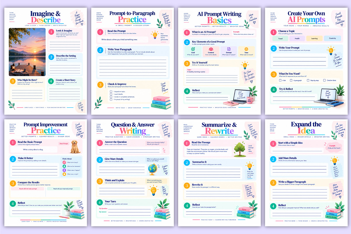 AI Writing Practice Book | Writing, a Stationery Template by Mustafiz (Photo 4 of 4)