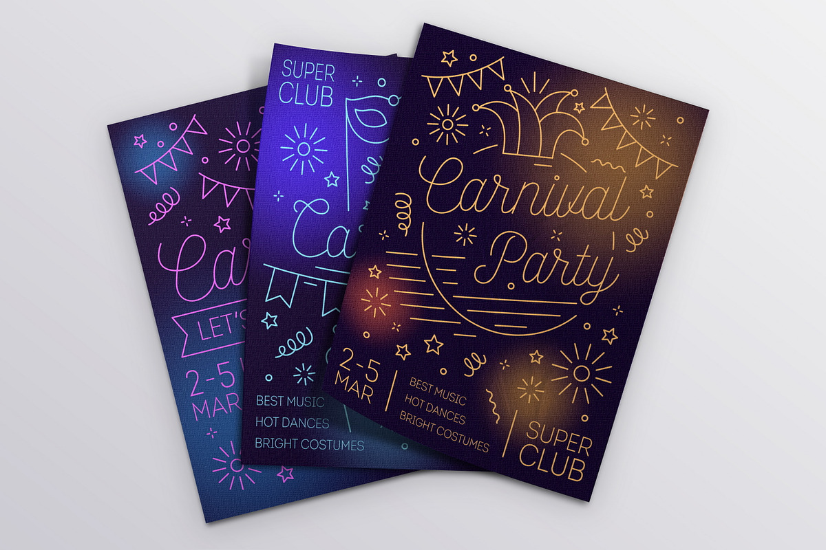 Carnival party posters set, a Decorative Illustration by Good Studio (Photo 6 of 9)