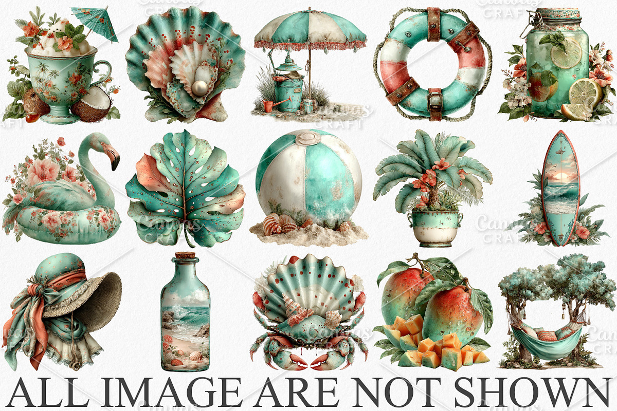 Watercolor Summer Vibe Clipart PNG, an Illustration by Canvas Craft (Photo 3 of 7)