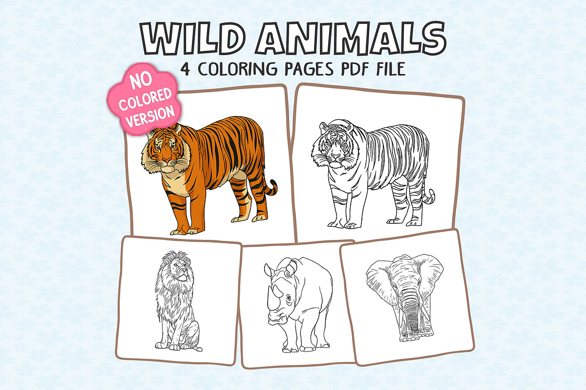 Wild Animals Coloring Pages, an Animal Illustration by DesignDevisers (Photo 1 of 6)