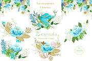 Gold and blue. Watercolor flowers., an Illustration by LABFcreations (Thumbnail 4 of 6)