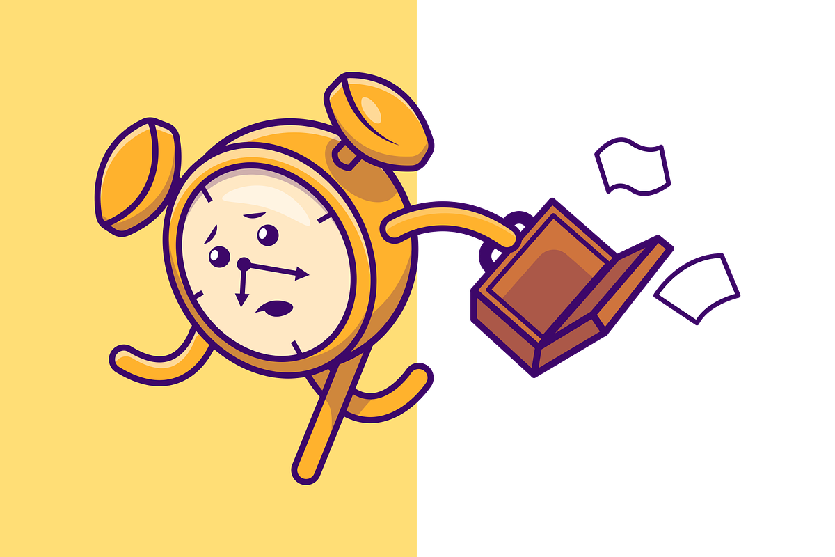 Cute Late Clock Employee Cartoon, an Object Illustration by Artstorystudio (Photo 2 of 3)
