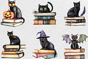 Halloween Black Cat On Books Clipart, an Illustration by Black Bird Studio (Thumbnail 5 of 6)