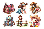 Kawaii Cowgirl Clipart Bundle, an Illustration by Daily.Designs (Thumbnail 2 of 5)