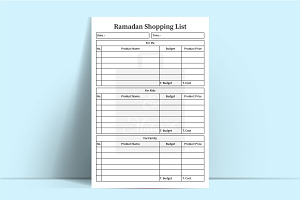 Ramadan Shopping Planner Interior