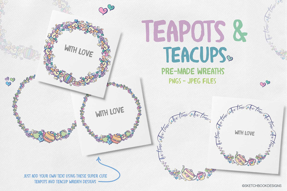 Teapots & Teacups Design Set, an Illustration by Sketchbook Designs (Photo 4 of 13)