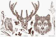 Deer, Dog and owl graphic design, an Animal Illustration by orensila (Thumbnail 2 of 2)