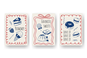 Set of posters themed around sweet, a Texture Illustration by Tati_Kli