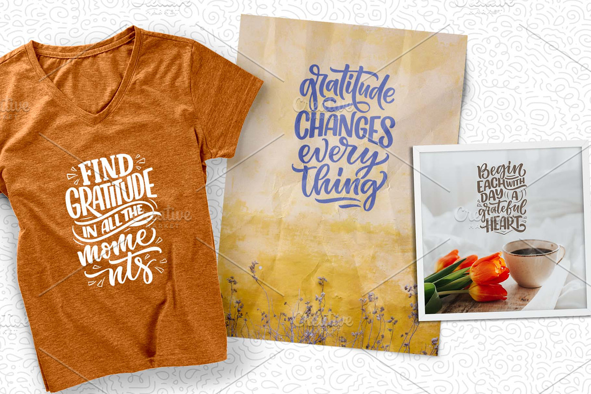 Gratitude Lettering Quotes, a Decorative Illustration by Artlana (Photo 2 of 2)