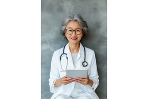 Senior Asian female doctor wearing, a Health & Medical Photo by Sergey Kotenev