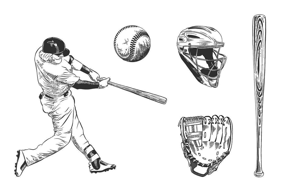 Baseball engraved odjects & emblems, an Education Illustration by Akimo Mia (Photo 5 of 8)