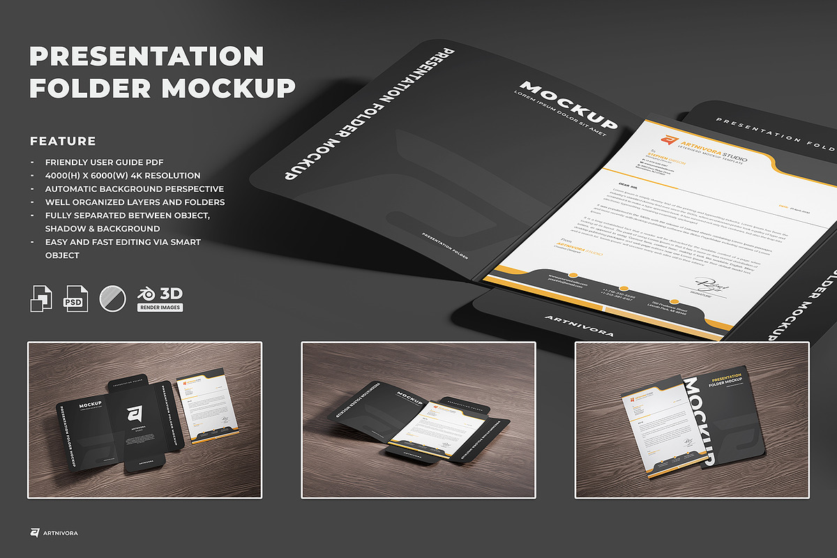 Presentation Folder Mockup, an Advertising Mockup by Artnivora.Std (Photo 1 of 4)