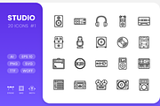 Recording Studio Line Icons, an Outline Icon by RudenkoArts (Thumbnail 1 of 4)