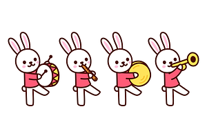 Cute Rabbit Marching Band, an Animal Illustration by Irina Mir