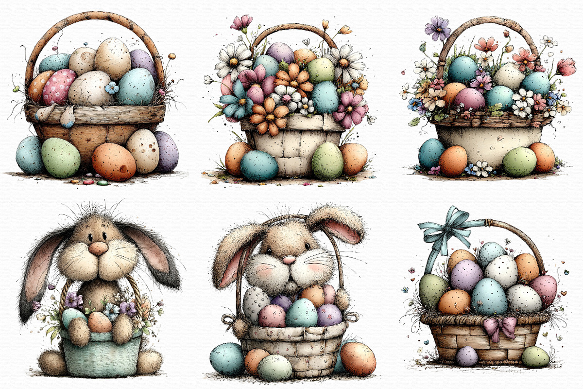 Easter Gift Basket Clipart, an Illustration by Libby Wishes (Photo 6 of 9)