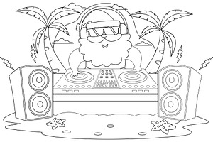 Summer Santa Claus Cartoon Character, an Illustration by HitToon