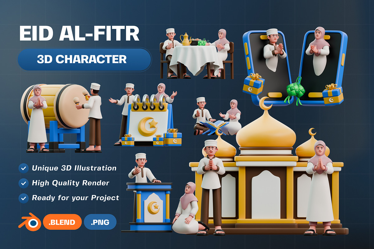 Eid Al-Fitr Character 3D Pack, a Characters & Person 3D Model by Haps Space (Photo 1 of 4)