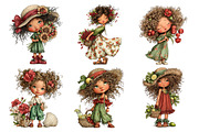 Whimsical Summer Little Girl Clipart, a Seasonal Illustration by Daily.Designs (Thumbnail 5 of 5)