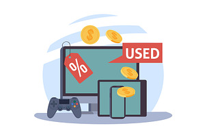 Used electronics sale. Thrift, a Technology Illustration by YummyBuum