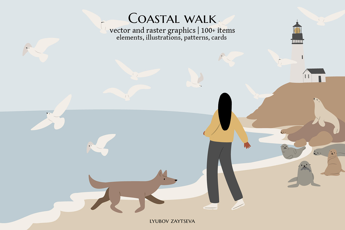 coastal landscape creator clipart, a Person Illustration by LyubovZaytseva (Photo 1 of 18)