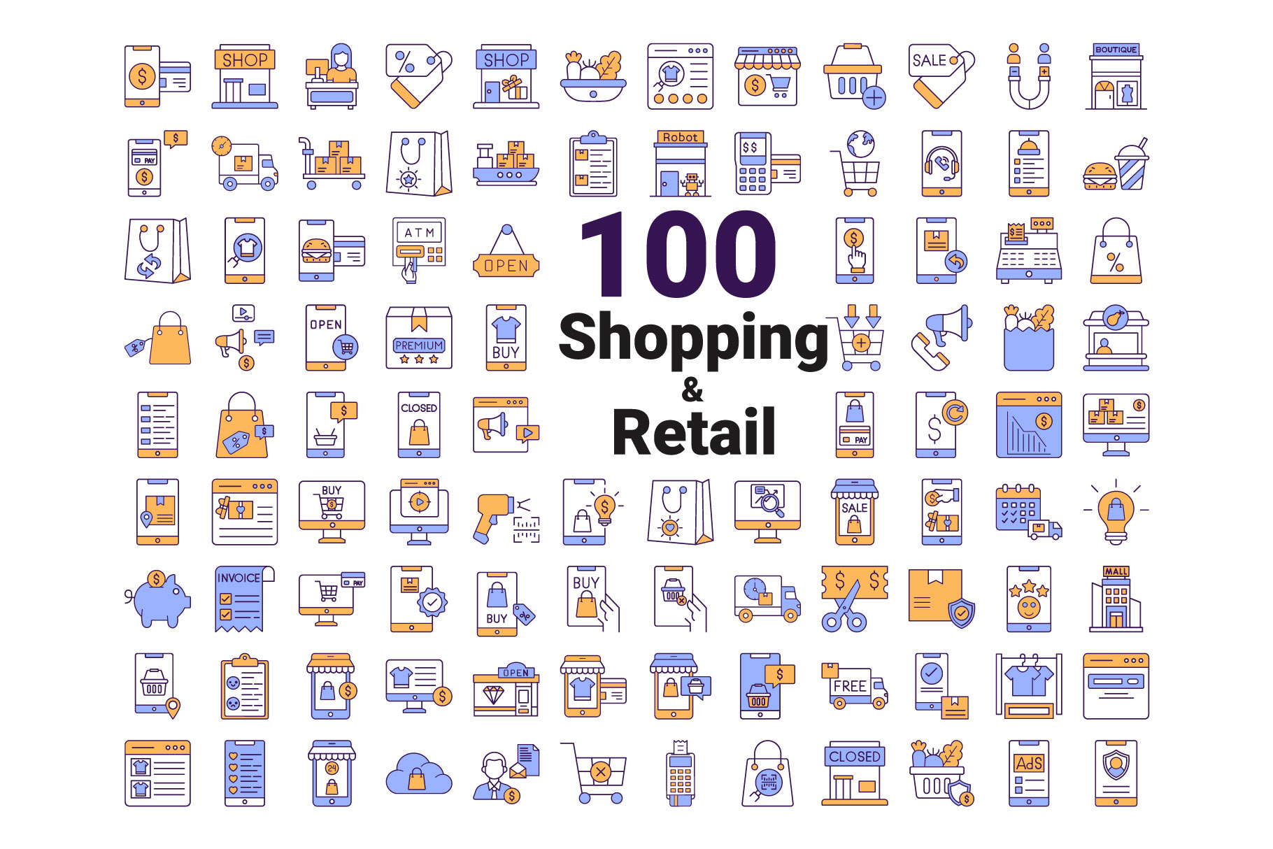 Shopping and Retail Vector Icons, an Outline Icon by Vector Portal ...