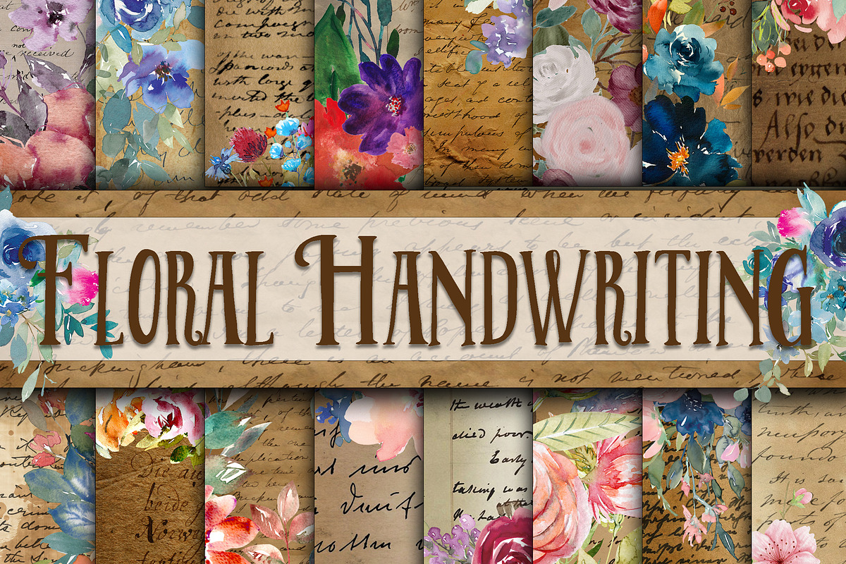 Floral Digital Paper Bundle, a Texture Illustration by OldMarket Designs (Photo 6 of 13)