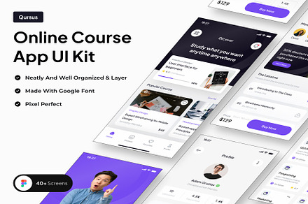Qursus - Online Course App UI Kit, an UI Kit Template by Creative Perspective