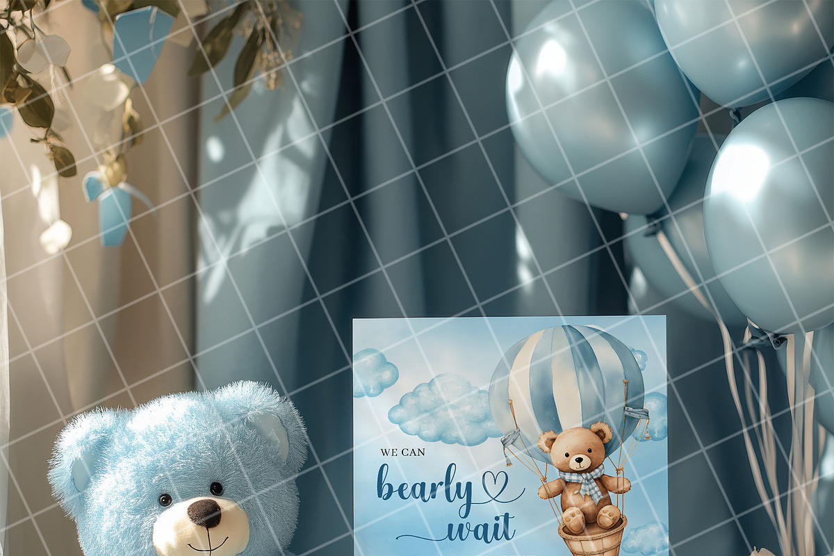 Boy baby shower invitation mockup PS, an Advertising Mockup by Blush Roses Print (Photo 3 of 7)