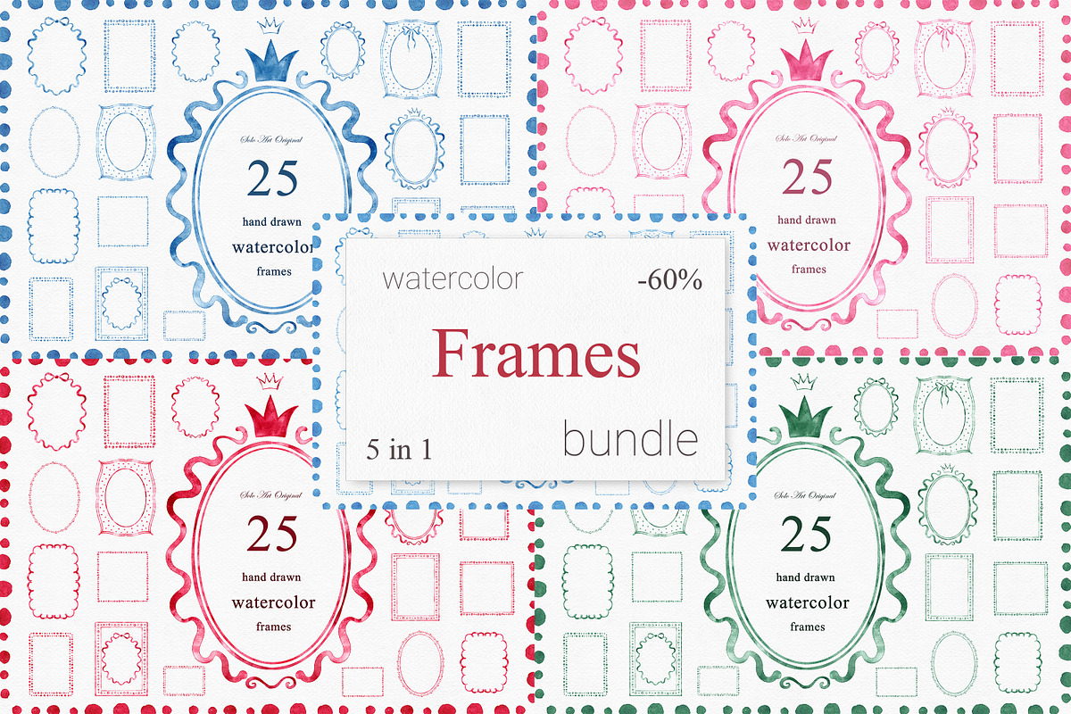 Frames Bundle Hand-Drawn Watercolor, an Object Graphic by Solo Art Original (Photo 1 of 11)