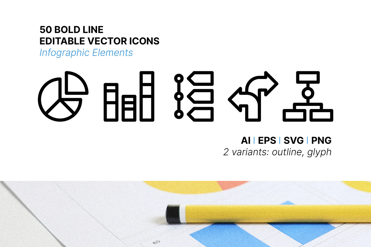 50 Infographic Elements, an Outline Icon by Side Project (Photo 1 of 8)