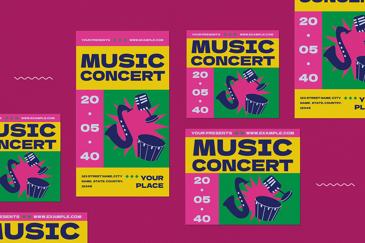 Pink Maximalist Music Concert Flyer, a Flyer Template by graphicook (Photo 4 of 4)