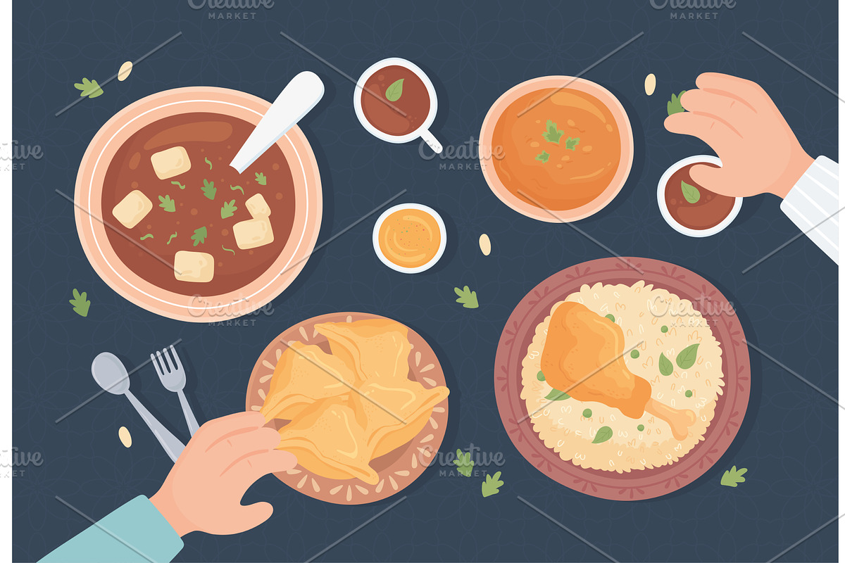 arabic traditional food, a Food Illustration by studiogstock