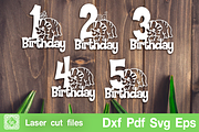 1, 2, 3, 4, 5 Birthday Laser cut SVG, a Templates & Theme by Lerina Art (Thumbnail 1 of 3)