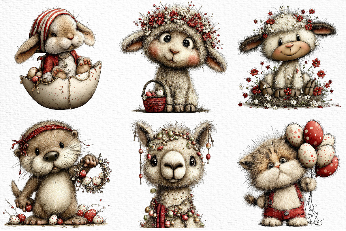Whimsical Easter Animals Clipart, an Illustration by Craft Nest (Photo 3 of 11)