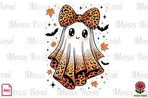 Leopard Bow Ghost Halloween PNG, a Graphic by Moss Rose
