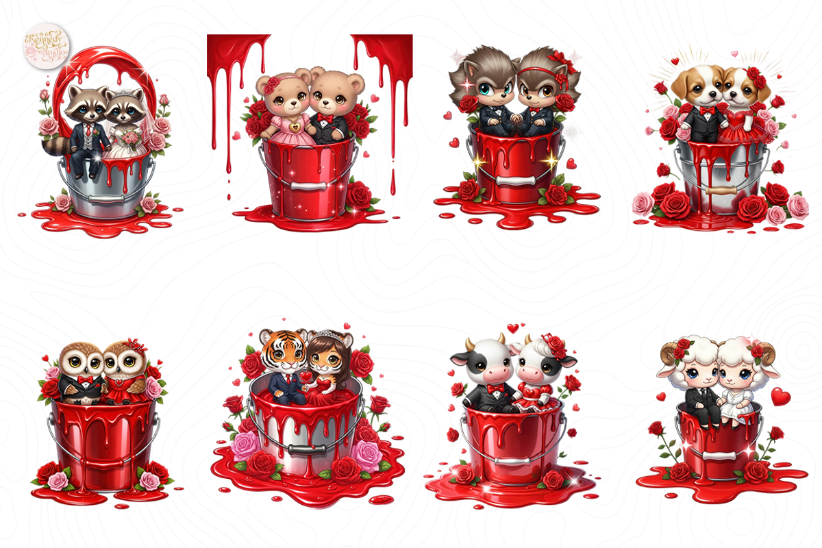 Cute Valentine Animals PNG Clipart, an Animal Illustration by KennedyStudio (Photo 2 of 5)