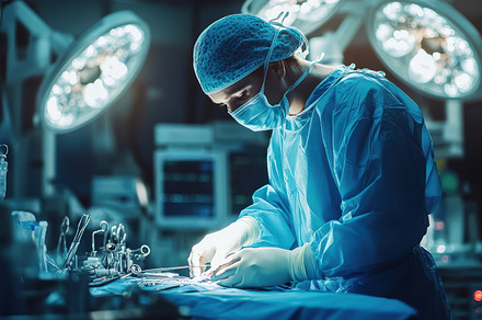 Surgeon focused on procedure under b, a Background Photo by Pixeness