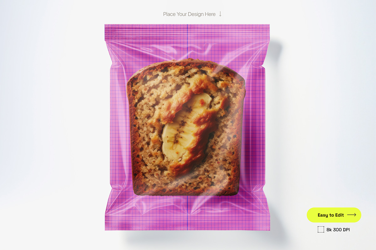Banana Bread/Loaf Packaging Mockup, a Packaging Mockup by TIFFS (Photo 2 of 3)