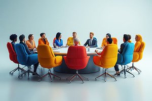 Diverse group of people engaged in a, a Photo by Tanuart